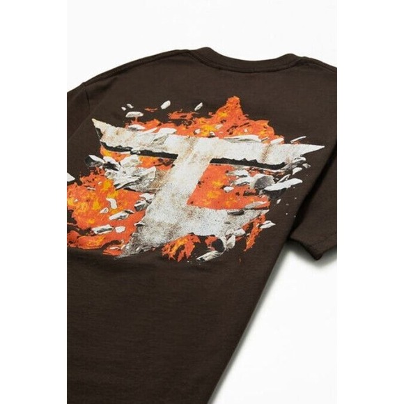 FaZe Clan T Shirt Adult Medium Brown Orange Print Short Sleeve Cotton Crewneck - Picture 4 of 5